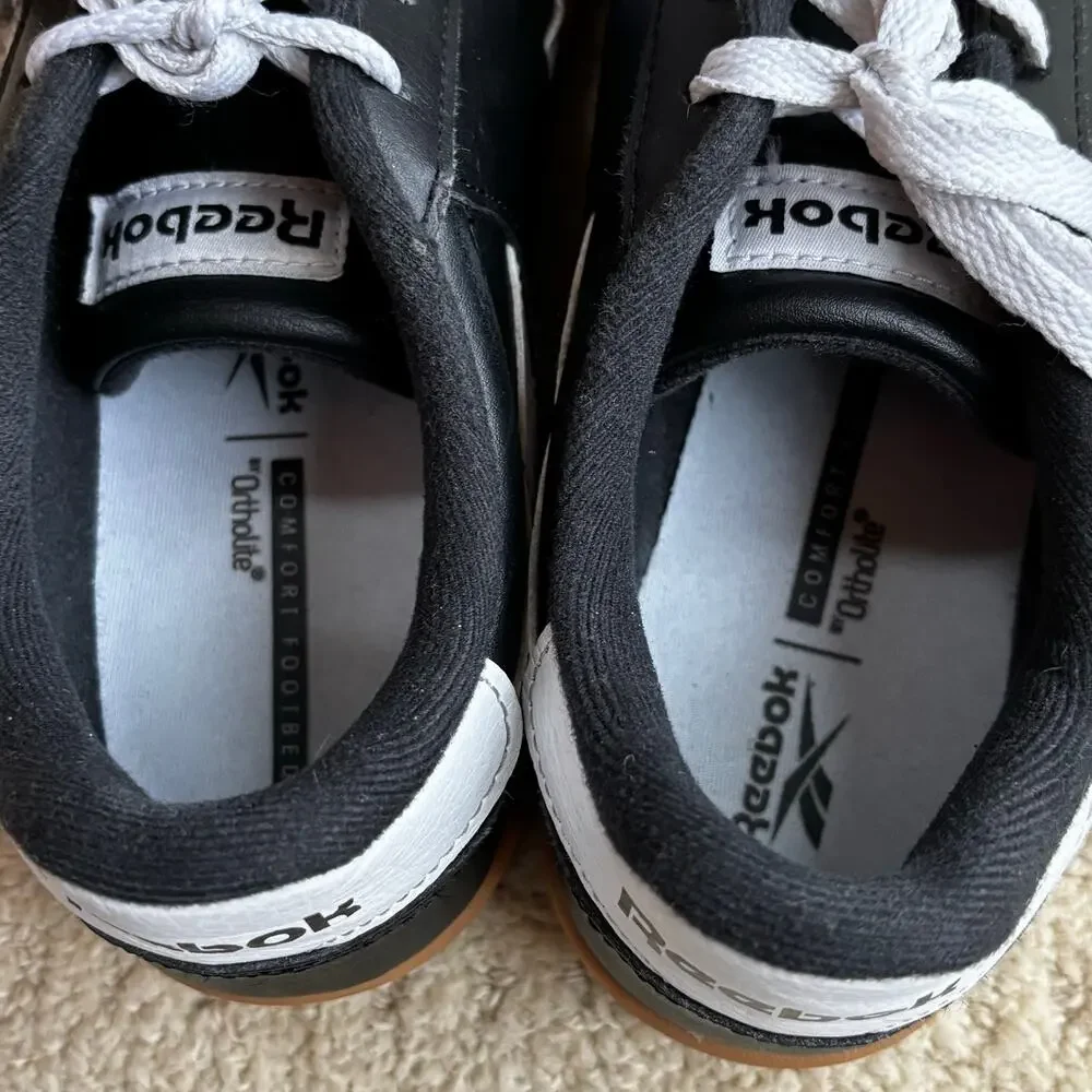 Reebok Smash Edge sneakers black & white leather suede gum sole mens US size 9M